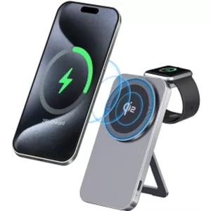 شارژر بی سیم گرین لاین مدل Magstand Duo ظرفیت ۱۵ وات