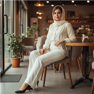 شلوار زنانه مازراتی سفید مدل بگ زیپ بغل