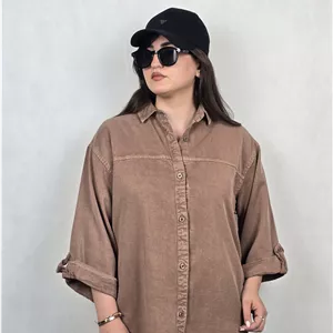 شومیز سیلک گرم 2 آستین پاگون دار نسکافه ای  کد: 5000097.1