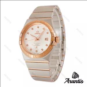 ساعت امگا کانسلیشن مردانه دورنگ رزگلد صفحه سیلور ایندکس نگین m-0615