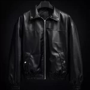 جکت چرم مشکی پایین کش کد ۲ 😈 * استایل ترند و فوق العاده شیک ۲۰۲۶