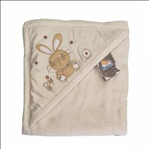 پتو دور پیچ نوزادی رنگ شیری طرح خرگوش