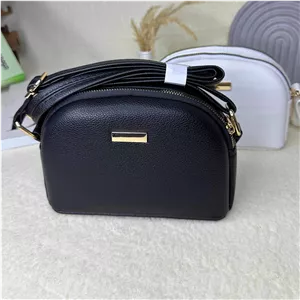 کیف دوشی زنانه مدل دو زیپ نیم‌دایره مشکی کد 752