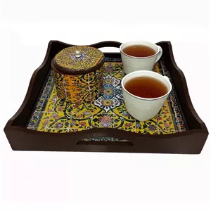 سینی چوبی رزینی طرح کاشی کد gh3030