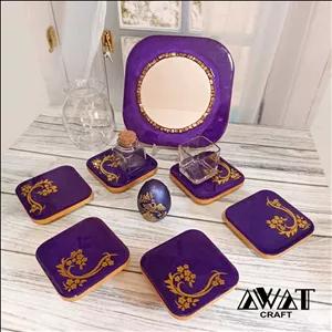 هفت سین چوب و رزین پایه دار  12 تکه بنفش