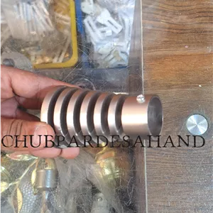 قپه(سری)عصایی شیاردار چوب پرده پانچ نقره ای مات جدید