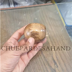 سَری چوب پرده پانچی (قُپه) چوبی مدل گرد ساده رنگ عسلی