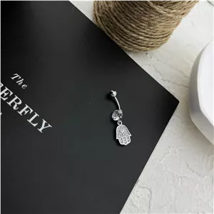 پیرسینگ ناف استیل زنانه مدل دست کد P4814