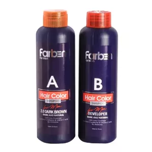 شامپو رنگ مو شماره 2.0 رنگ قهوه ای خیلی تیره مجموعه 2 عددی فاربن