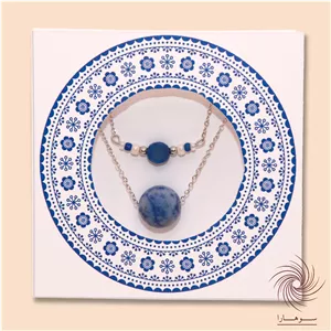 گردنبند سنگ آبی دو ردیفه