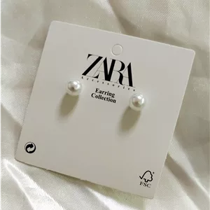 گوشواره مروارید ریز استیل آبکاری رادیوم رنگ ثابت ضد حساسیت از برند زارا اروپا Zara accessories