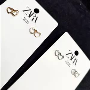 گوشواره دوقلب پینترستی مینیمال استیل رنگ ثابت ضد حساسیت و آلرژی Zara accessories