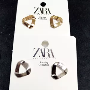 گوشواره مثلث گره خورده فشن Zara accessories  استیل رنگ ثابت ضد حساسیت و آلرژی