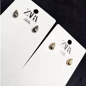 گوشواره اشکی ریز طرح دار فانتزی پینترستی مینیمال۲۰۲۶ استیل رنگ ثابت ضد حساسیت و آلرژی Zara accessories