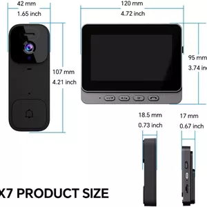 زنگ درب تصویری هوشمند بی‌سیم با مانیتور ۴.۳ اینچی بدون نیاز به WiFi