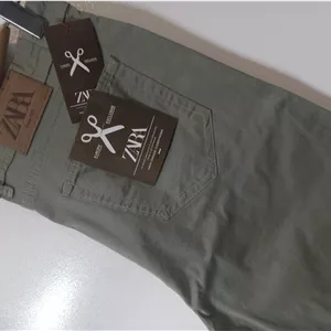 شلوار کتان مردانه راسته اسپورت زارا (REGULARZARA) رنگ سبزسدری کد KMS006