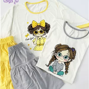 ​ست کراپ و دامن فانتزی دخترانه مدل Sweet Girl (نخ پنبه)