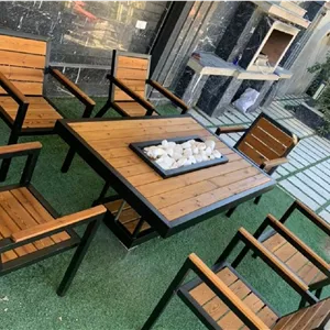 مبل باغی با میز آتشدان مستطیل مدل اوستا