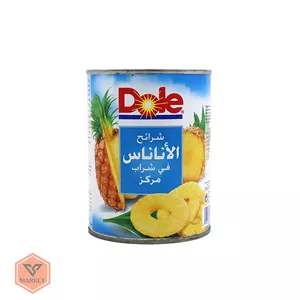 کمپوت آناناس حلقه‌ای دول (Dole) در شربت غلیظ | قوطی ۳ کیلویی | مخصوص پذیرایی، دسر و قنادی