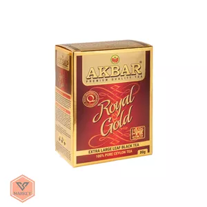 چای سیاه خالص سیلان اکبر مدل رویال گلد (Akbar Royal Gold) برگ درشت | ۸۰ گرمی