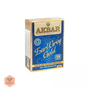 چای سیاه سیلان اکبر با طعم ارل گری مدل گلد (Akbar Earl Grey Gold) عطری | ۱۰۰ گرمی