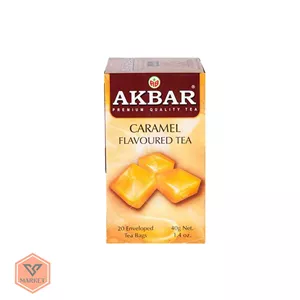 چای کیسه‌ای سیلان اکبر با طعم کارامل (Akbar Caramel) | ۲۰ عددی لفاف‌دار (۴۰ گرمی)