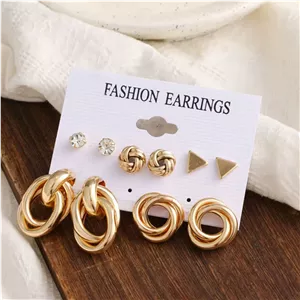 گوشواره مینیمال حلقه‌ای با طرح گره‌ مجموعه 5 عددی