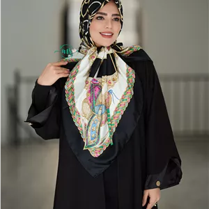روسری طرح هرمس جواهر مشکی سرخابی