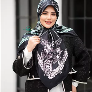 روسری طرح هرمس جواهر سفید مشکی