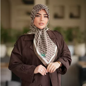 روسری ابریشم طرح دیور قهوه ای
