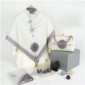 ست کیف و روسری اسلیمی مجلسی (نخ ابریشم)