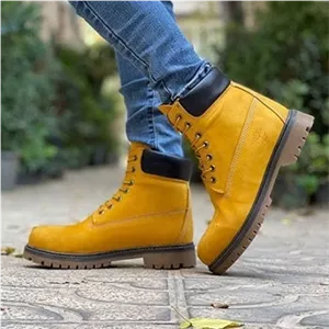 بوت تمام چرم طبیعی تیمبرلند رنگ زرد خردلی