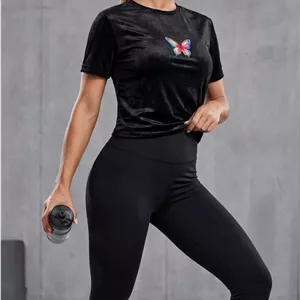 تیشرت زنانه کبریتی پنبه آستین کوتاه فری سایز طرح پروانه