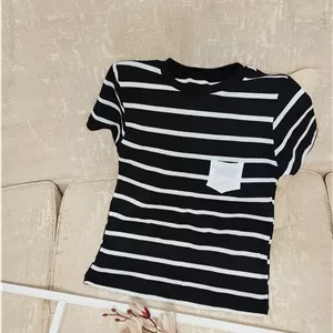 تی شرت راه راه جیب نما زنانه کد 4030147