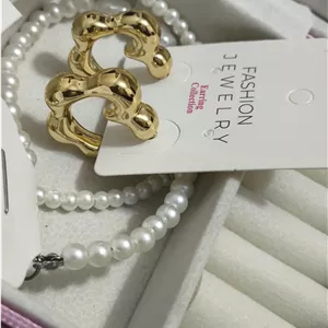 گوشواره استیل طرح گل روکش طلا