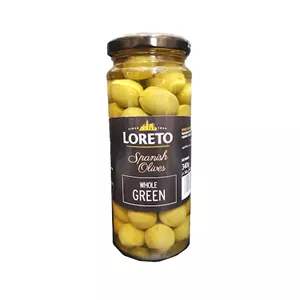 زیتون سبز هسته دار لورتو اصل اسپانیا 340 گرم | LORETO Spanish Olives Whole Green 340g