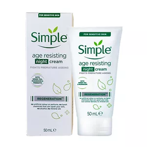 کرم ضد چروک و بازسازی کننده شب سیمپل حجم ۵۰ میل SIMPLE REGENERATION AGE RESISTING NIGHT CREAM - 50ML