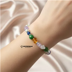 دستبند زنانه کشی مهره مروارید سنگ برند اروپایی six ضدحساسیت