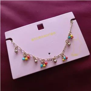 پابند زنانه آویز مهره رنگی طلایی برند اروپایی accessories ضدحساسیت