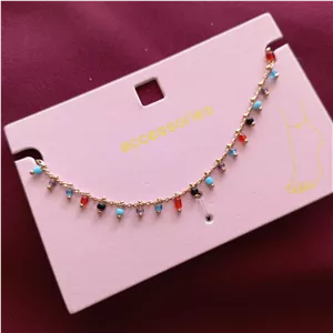 پابند زنانه آویز مهره رنگی طلایی برند اروپایی accessories ضدحساسیت