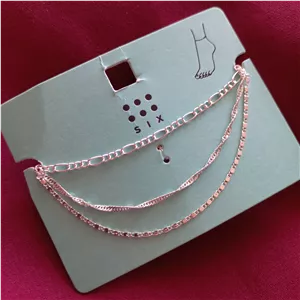 پابند زنانه سه ردیف زنجیر نقره ای برند اروپایی six ضدحساسیت