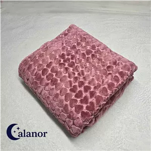 پتو دونفره تک رنگ قلبی