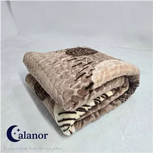 پتو دونفره جدید کرمی طرح دار