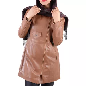 کت چرم زنانه قهوه ای عسلی