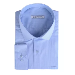 پیراهن مردانه رسمی چهارخونه‌ریز آبی روشن