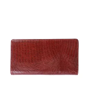 کیف پول چرم زرشکی لیزارد زنانه