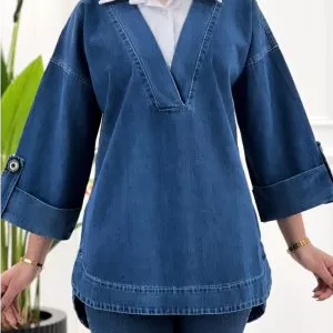 مانتو جین یقه‌دار