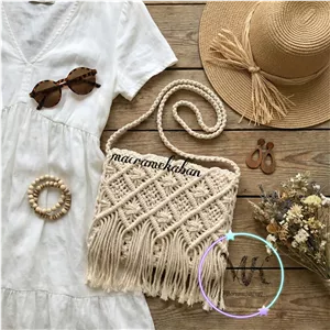 کیف مکرومه طرح لوزی ابعاد ۲۵ در ۲۰ سانت