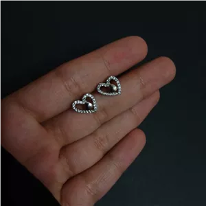 گوشواره میخی نقره مدل قلبی نقره 925 عیار 