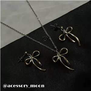 ست گردنبند و گوشواره پاپیون🎀